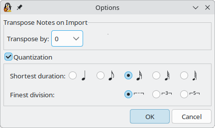 MIDI quantization settings
